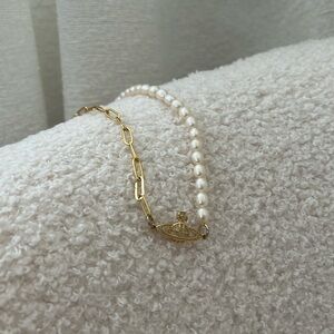 Pearl & Gold Plated Planet Necklace